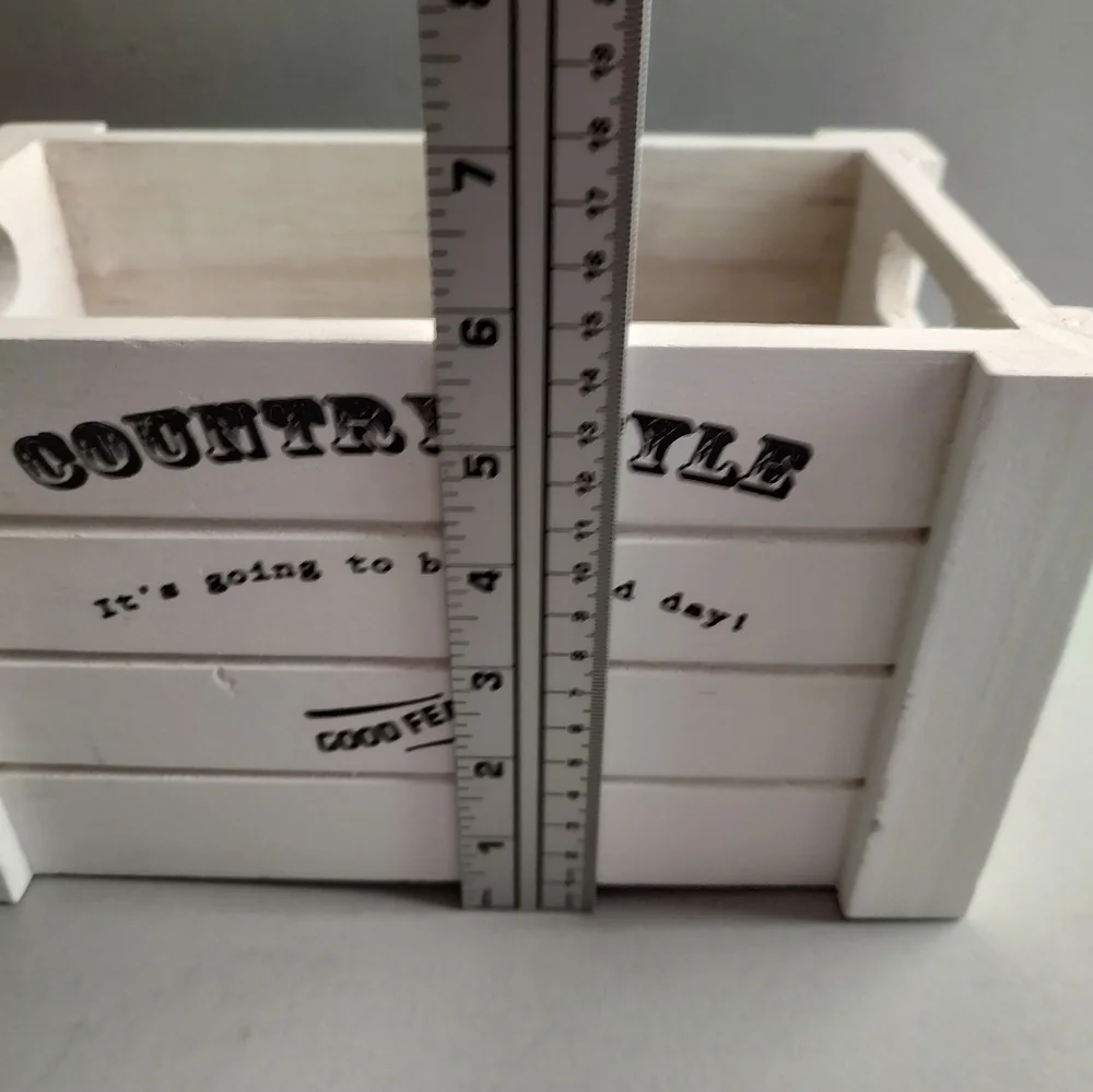 Box Wood Style Country  Rustic White Handles For Coffee Station Wine Towels New